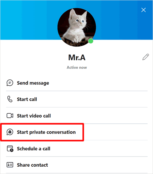เลือก [Start private conversation]